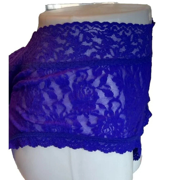 Hanky Panky +3X Sheer Purple Floral Stretch Lace Scalloped Trim Boyshort Panties - Picture 3 of 5